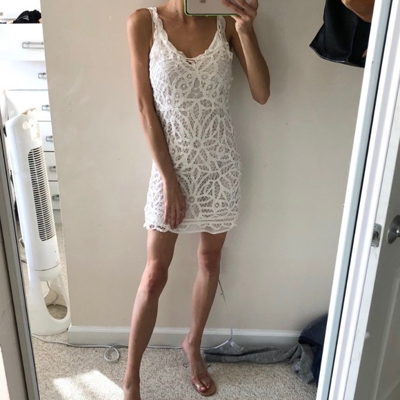 Free People White Battenberg Lace Slip